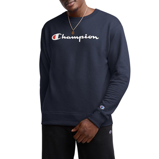 Champion Men's Fleece Crew Sweater, Navy, XL