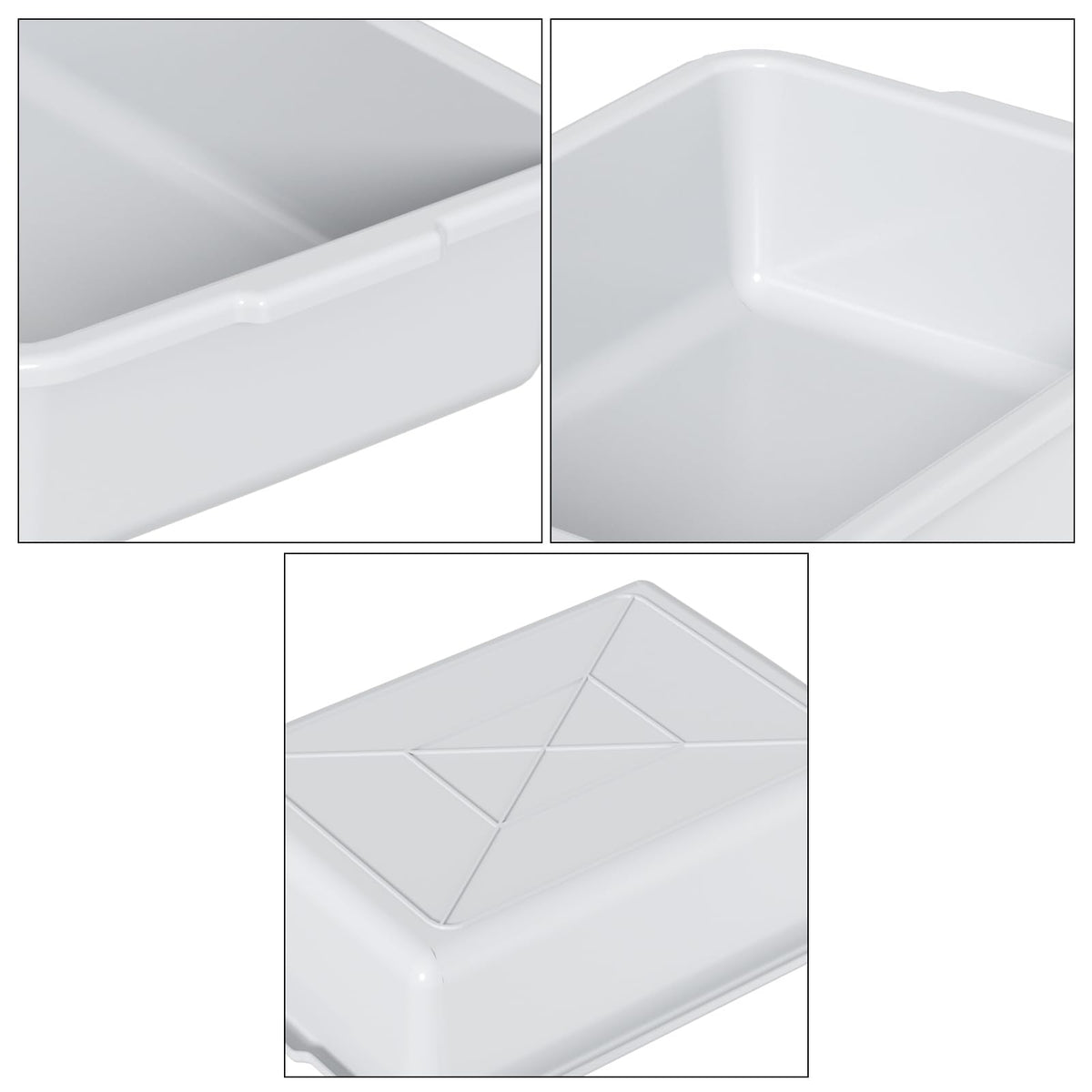 Nihenok 3 Packs Plastic Bus Bins, 13 L Commercial Bus Box Utility Tubs, Light Gray