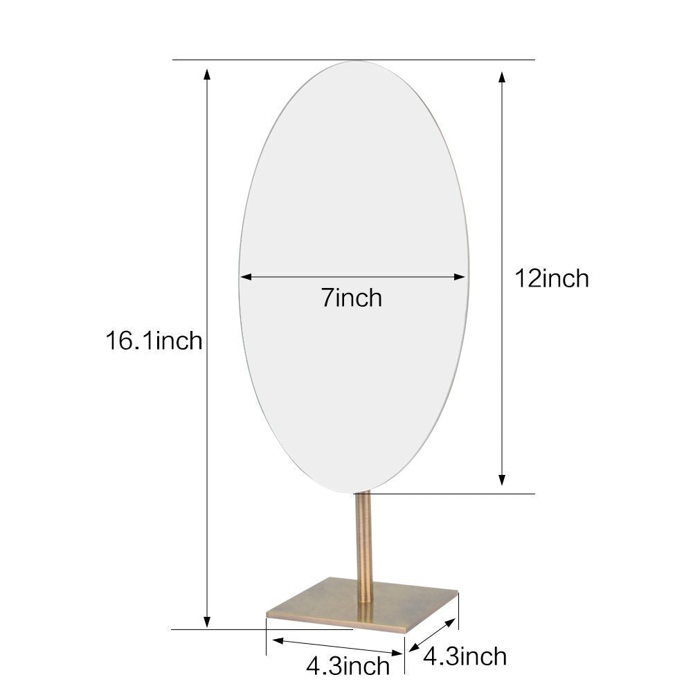 GURUN Tabletop Oval Vanity Makeup Mirror, 7x12 Antique Brass