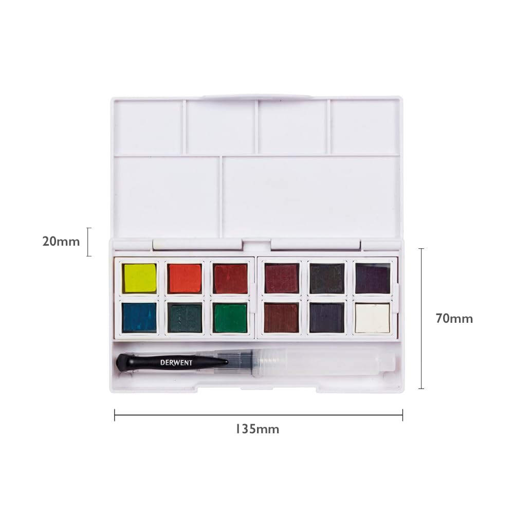 Derwent Inktense Paint Pan Travel Set, Palette #2, Includes Waterbrush, 12 Colours (2306244)