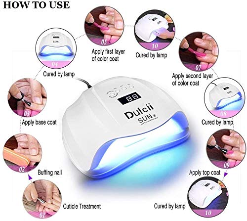 Professional 54W Nail Dryer,Dulcii UV/LED Gel Polish Smart Auto-sensing Nail Curing Lamp-36 LED Beads-Double Light Source(365 + 405nm)-Salon Level