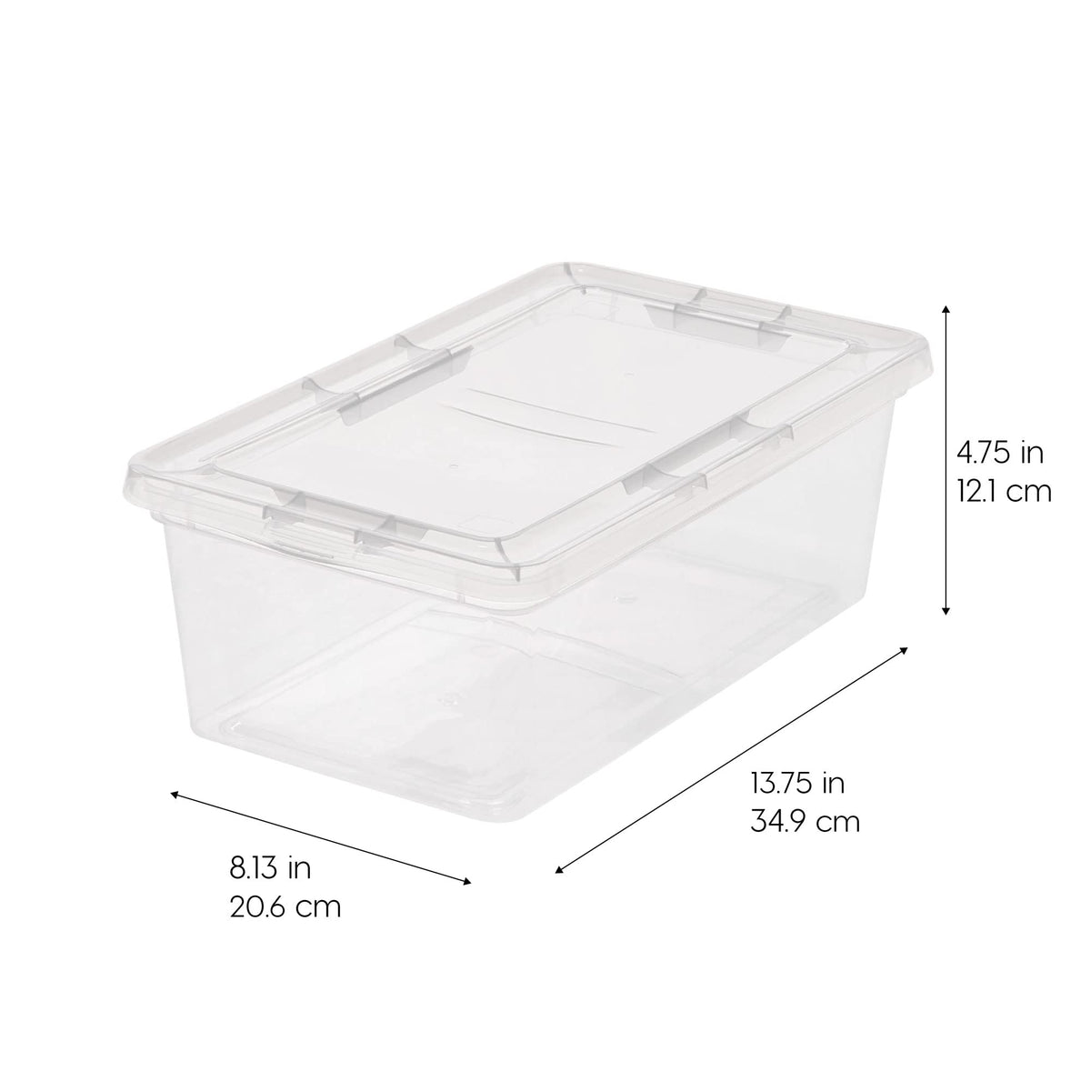 IRIS USA Plastic Storage Container 6.3 L with Closure Lid, Stackable and Nestable, 12 Pack, Clear