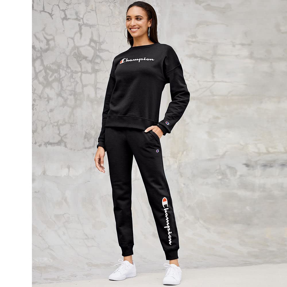 Champion, Powerblend, Fleece Joggers, Comfortable Pants for Women, 29" (Plus, Black Script, 3X