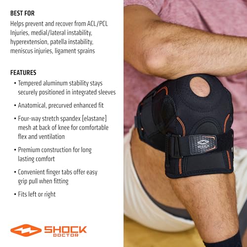 Shock Doctor Knee Support with Dual Hinges, Black, Medium