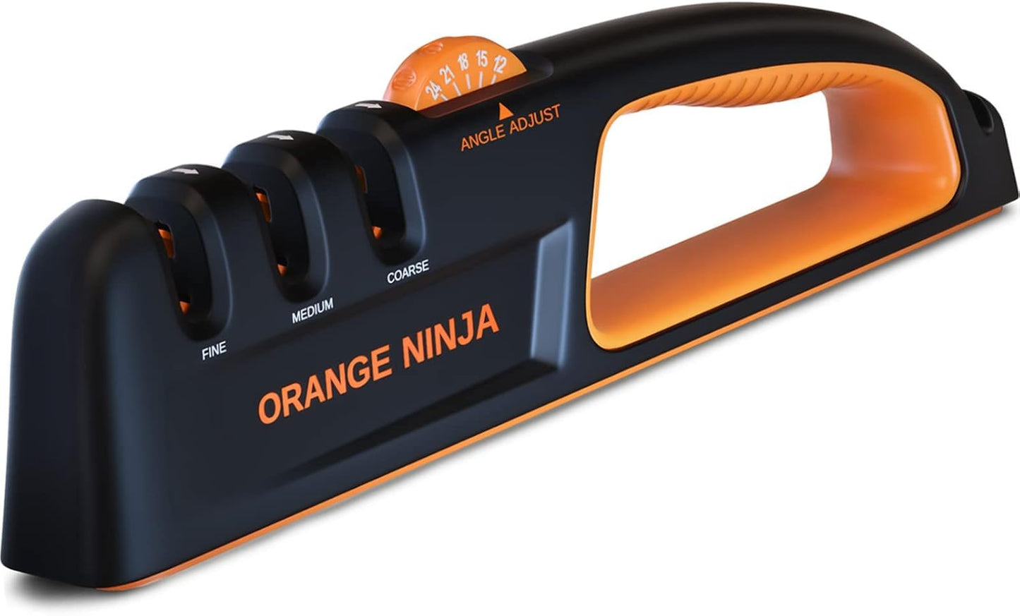 Orange Ninja Knife Sharpeners - 5 Adjustable Sharpening Angle- Premium Quality Kitchen Knife Sharpener - Handheld Knife Sharpeners for Kitchen Knives Sharpener by Sharp Pebble