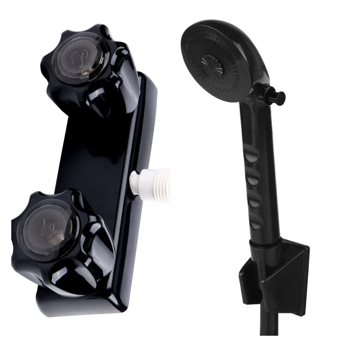 RV Shower Faucet w/Showerhead and Hose Replacement - RV Outside Shower Faucet with On/Off Handheld Shower-Head and Valve Diverter for RVs, Fifth Wheels, Motorhomes, Travel Trailers, Campers - Black