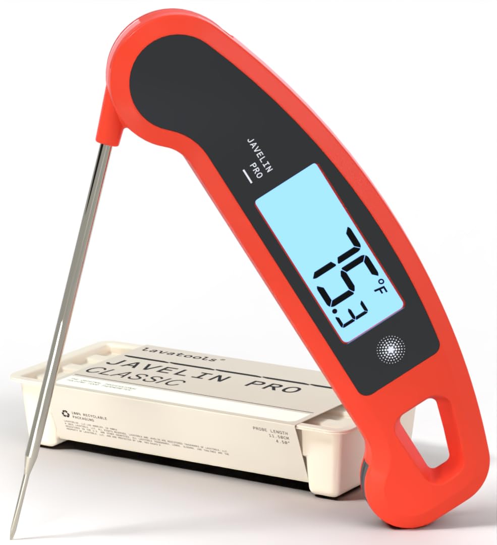 Lavatools Javelin® PRO Duo Ultra-Fast 1-Second Professional Digital Instant Read Meat Thermometer for Cooking, Auto-Rotating Backlit Display, IP65 Water Resistant, NSF Certified – Sambal