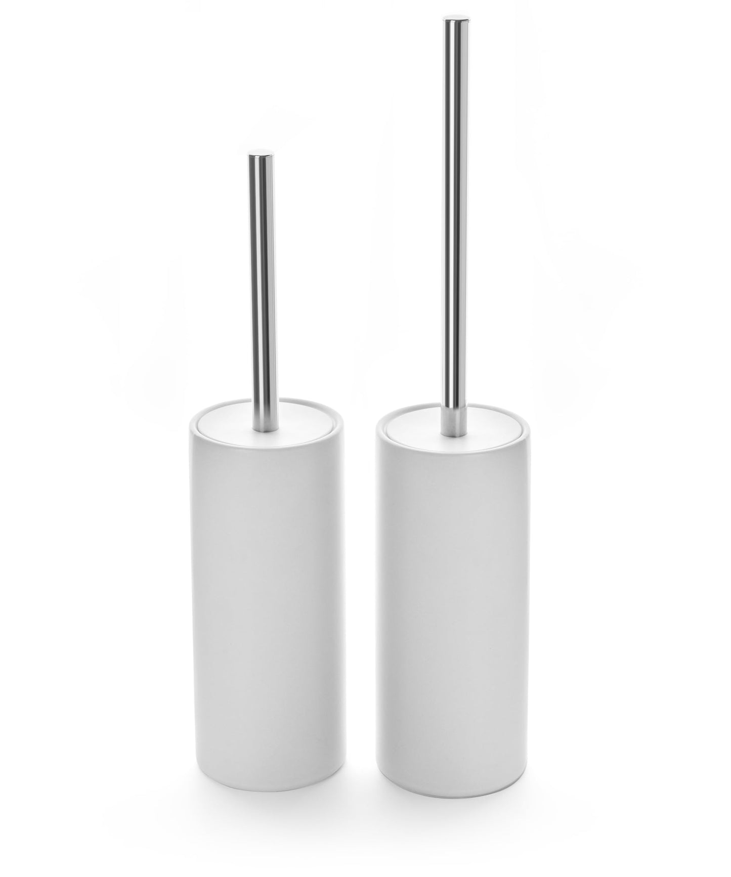 Viosuniu Matt White Ceramic Toilet Brush and Holder Set, Freestanding Toilet Bowl Cleaners Brush, Scrubber Brush for Toilet, Bathroom Accessories with Stainless Handle, Deep Cleaning