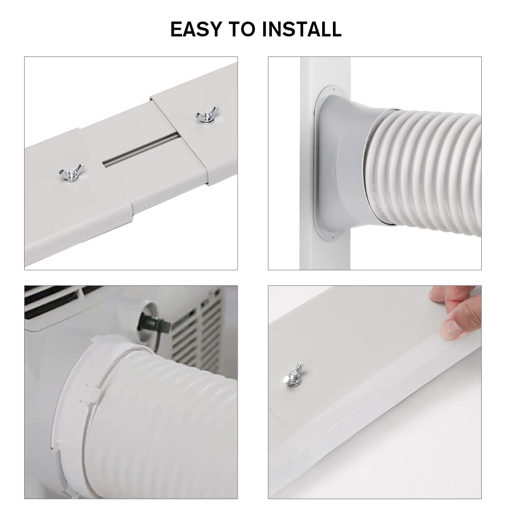 Kxuhivc Portable Air Conditioner Windows Vent Kit, Adjustable Window Seal with 5.9 Inch Diameter, 78.8 Inch Length Exhaust Hose for A/C Unit Universal for Sliding Glass Doors