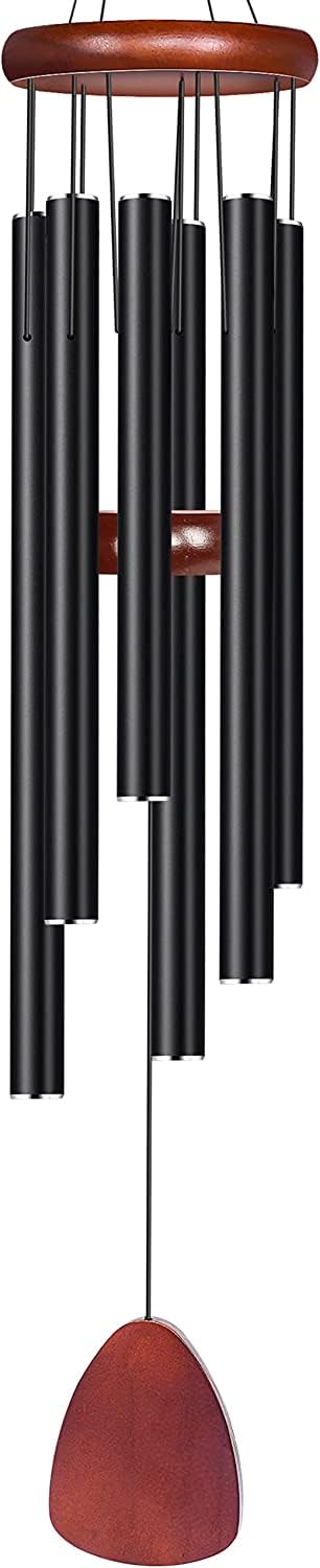 Aovciust Large Outdoor Wind Chimes, 37 Inches, Aluminium Tubes, Brown and Black, Traditional Style, Perfect for Garden, Patio, Memorial and Sympathy Gifts
