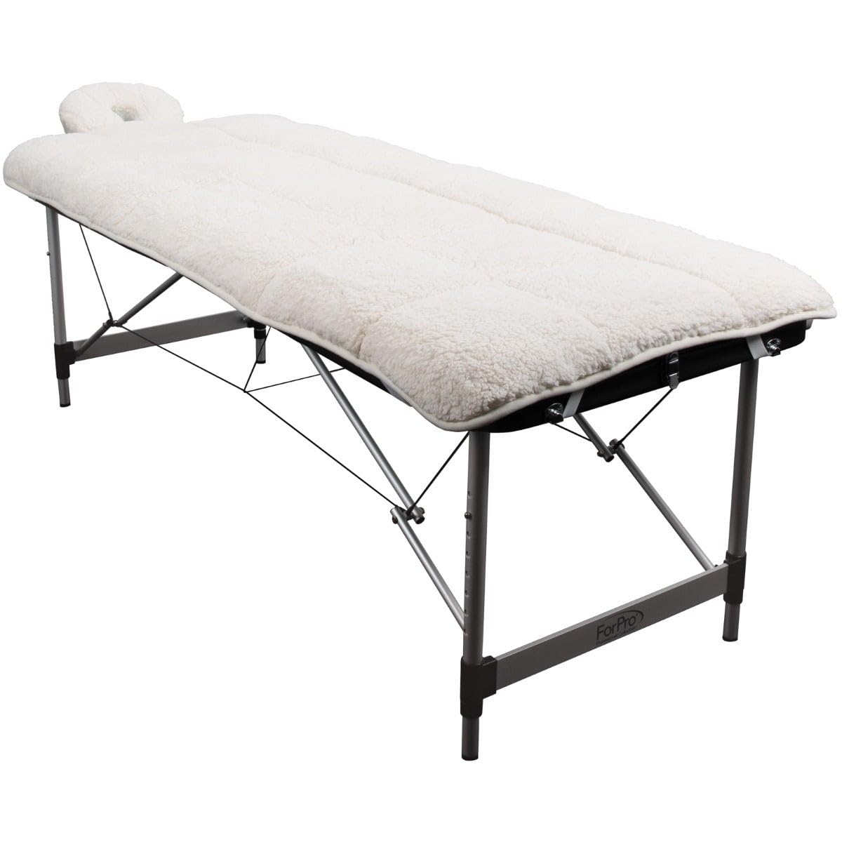 ForPro Premium Quilted Fleece Table Pad Set, Natural, Extra Soft, Hypoallergenic, for Massage Tables, Includes Massage Table Pad and Face Rest Cover