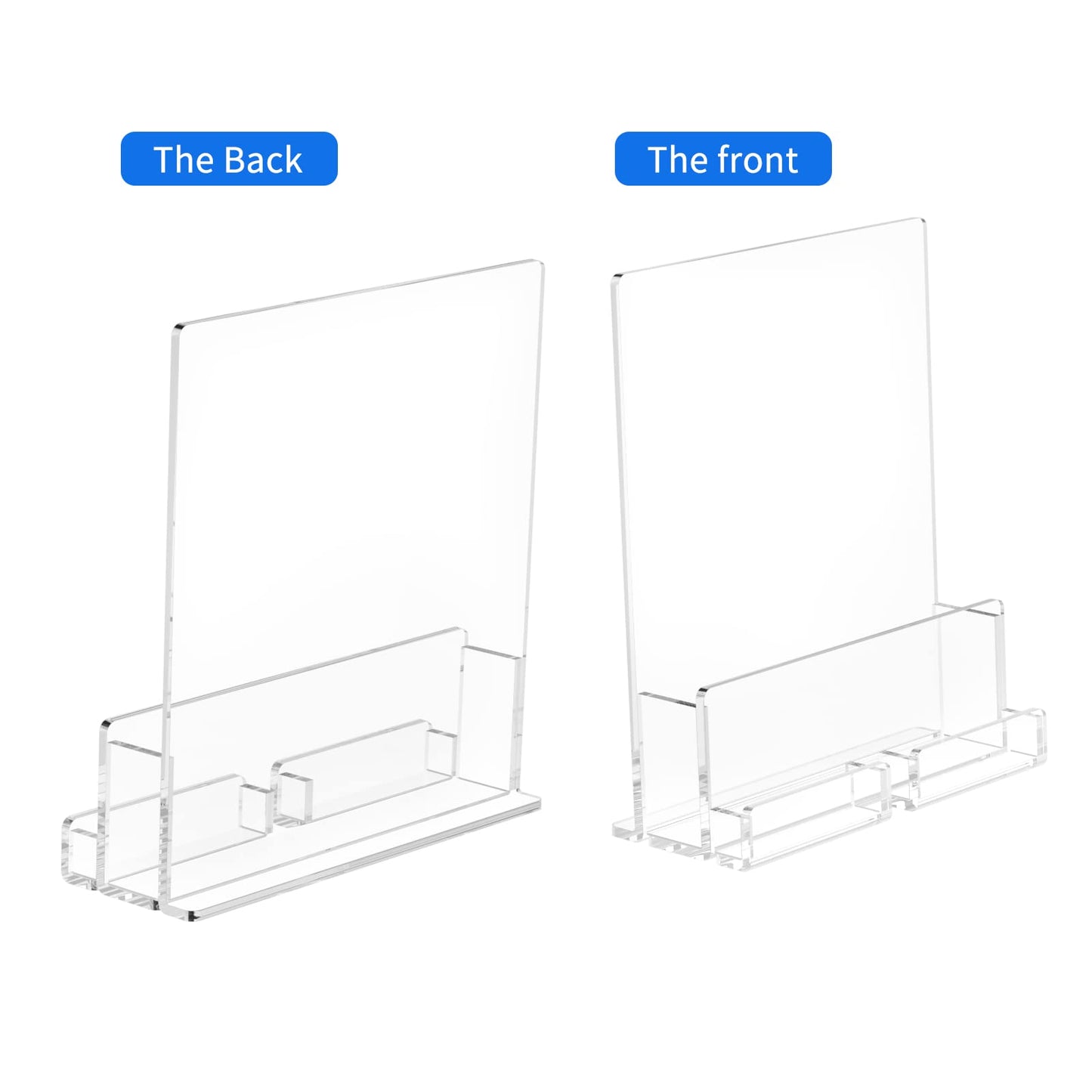 NIUBEE 2-Pack Acrylic Brochure Holder 8.5*11 inches , Clear Brochure Display Stand with Acrylic Business Card Holder, Plastic Flyer Display Stand for Magazine, Pamphlet, Booklets, Menu, Journals