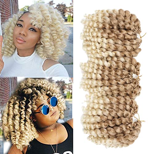 Crochet Braids Hair 2X Ringlet Wand Curl 3 Packs 8 inch Jamaican Twist Blonde Crochet Hair for Black Woman (27/613)