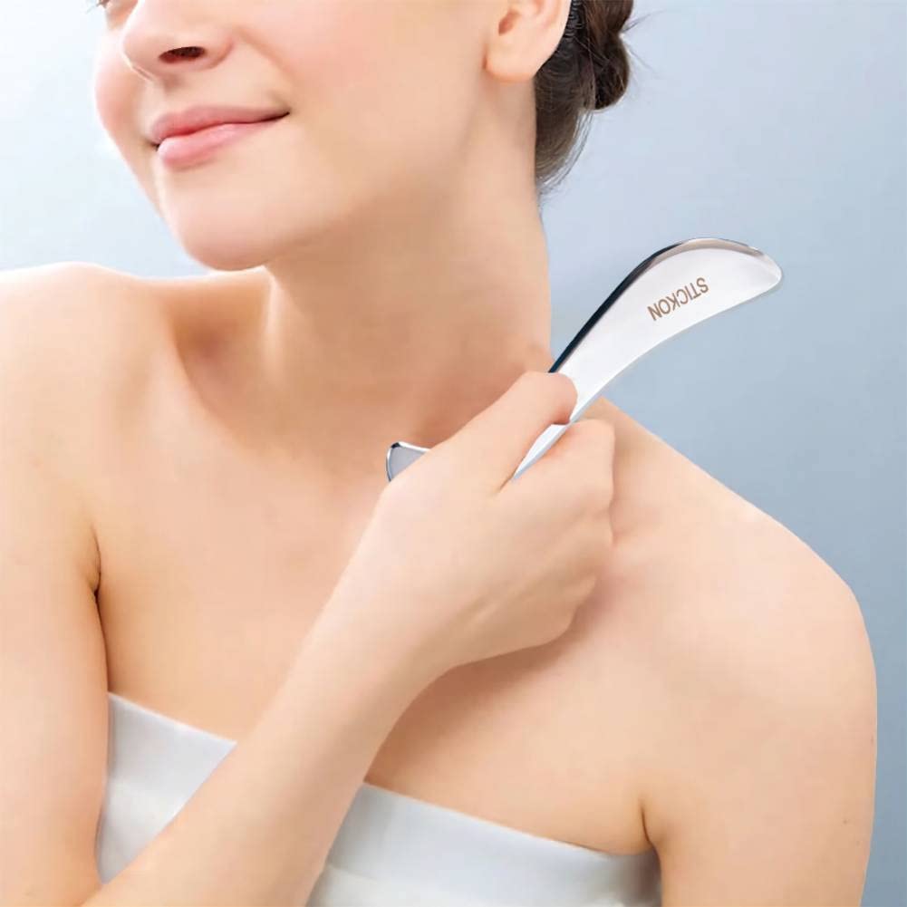 STICKON Gua Sha Set Tool - Medical Grade Stainless Steel Scraping Massage Tool, IASTM Tool for Relaxing Soft Tissue Tools - Reduce Head,Neck,Back Pain (STICKON-j)