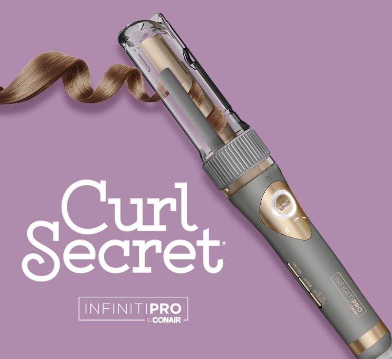 Conair Curl Secret Ceramic Auto ¾” Barrel Hair Curler - multiple 5 heat settings - Custom 3 curl directions (left, right and Alternating) -High heat up to 210°C (410°F), Auto off for safety, Dual Voltage
