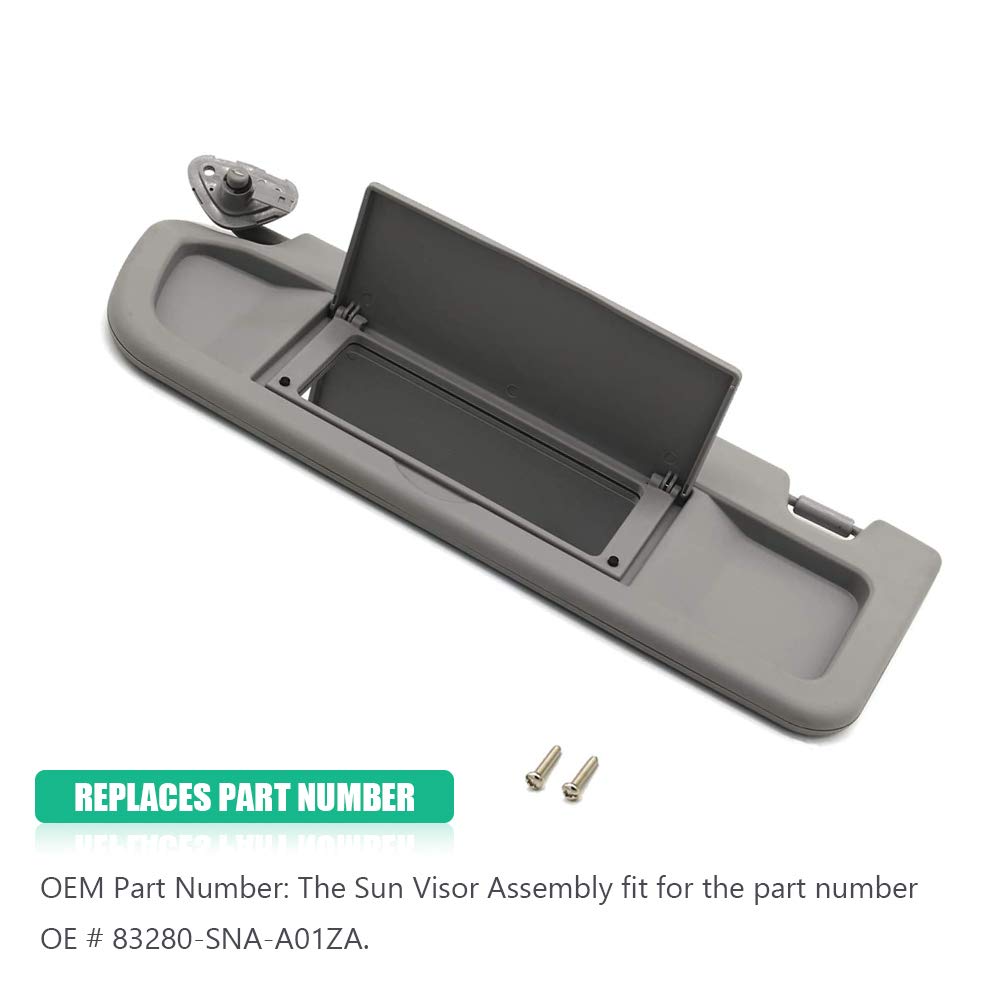 Driver Left Sun Visor FP2017D for 2006 2007 2008 2009 2010 2011 Honda Civic EX/LX/Sedan/SI Coupe, 83280-SNA-A01ZA Clear Gray