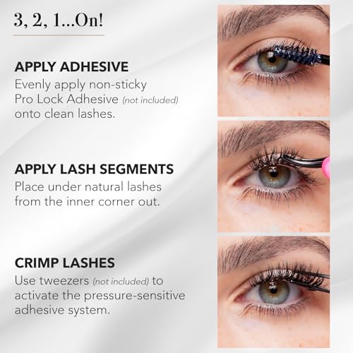 Pro Lash ProWear Professionally Styled Lash Clusters - Easiest to Apply Eyelash Cluster - 10 Day Eyelashes - Waterproof Lashes Clusters - 3 Sets - Volume Feathered Wispy No. 33 - Black
