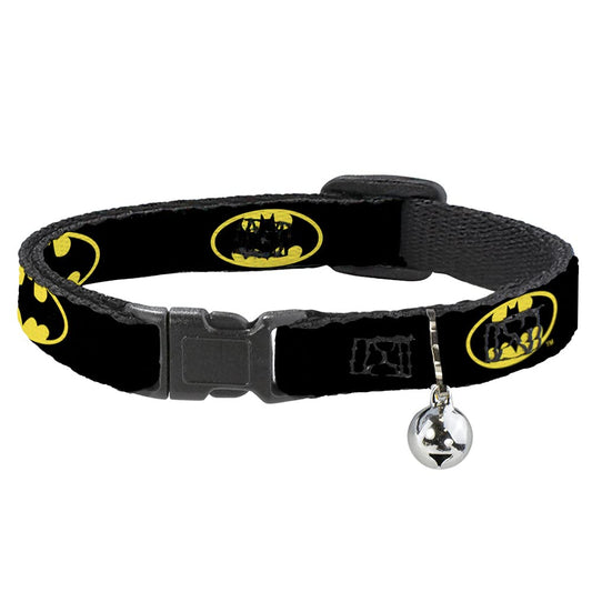 Buckle-Down BAC-WBM001-NM Breakaway Plastic Clip Collar, Batman Shield Black/Yellow, 1/2" x 8-12"