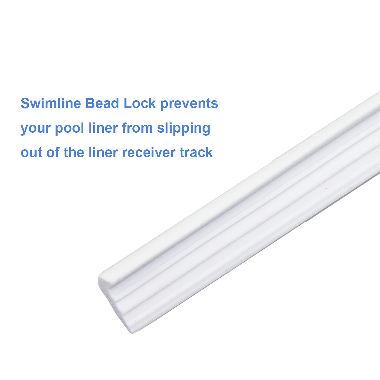 Swimming Pool Beaded Liners Lock 120'ft, Pool Liner Lock for Above-Ground & In-Ground (White)