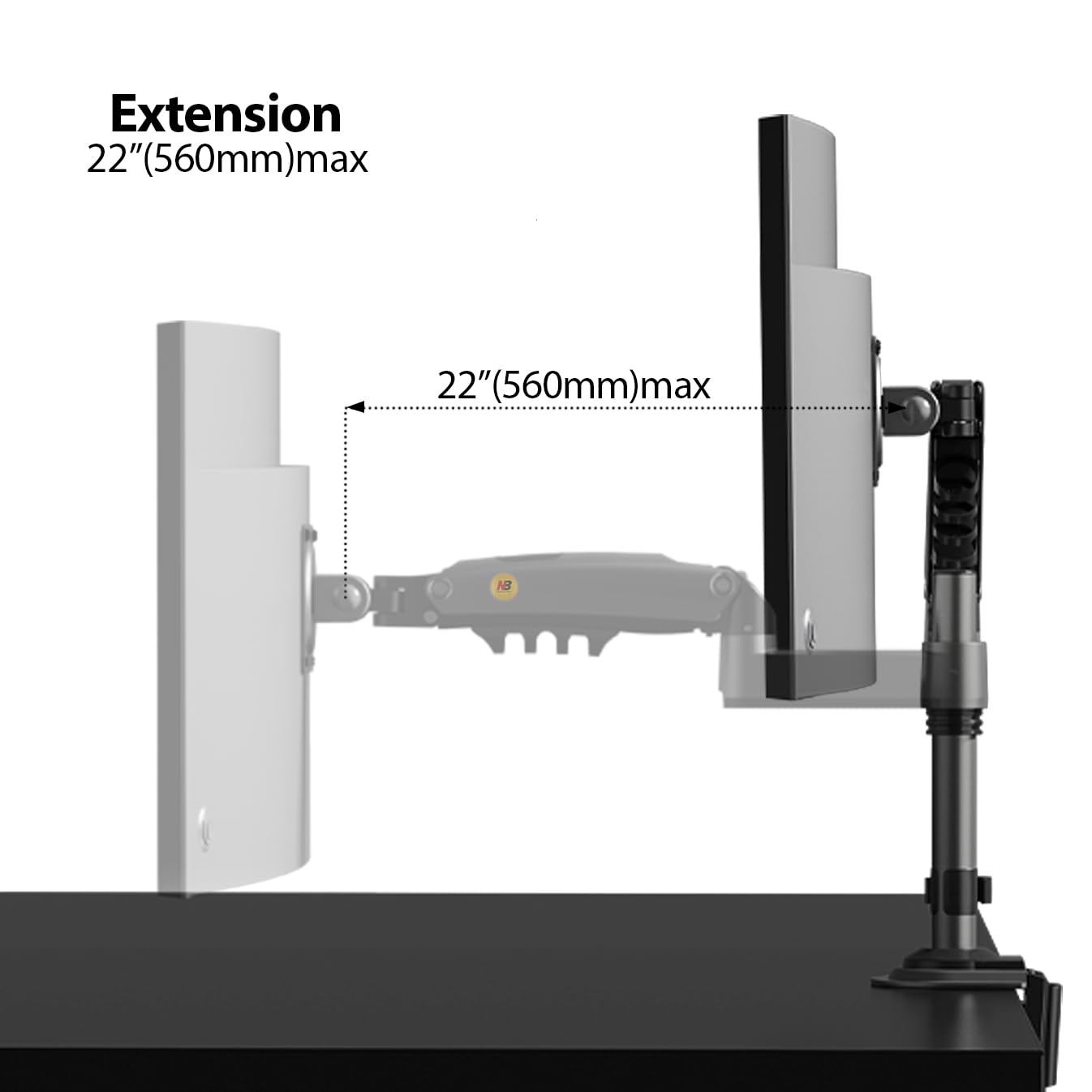 NB North Bayou Monitor Desk Mount Long Arm for Monitors from 4.4 to 19.8lbs Ultra Wide Full Motion Swivel Height Adjustable Monitor Stand H100…