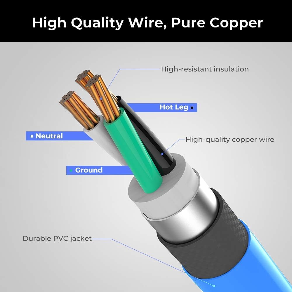H HZXVOGEN Power Extension Cord Welder Extension Adapter, 23FT 6-50R Female 6-50P Male Prong Heavy Duty Electric Extension Wire Generator Arc Stick MMA MIG TIG Welding Machine Cable