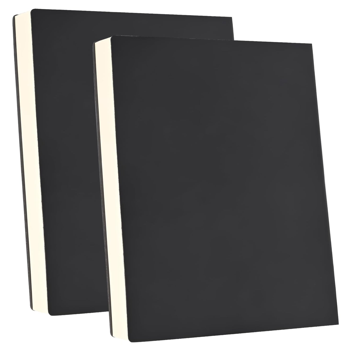 UIRIO 2-Pack Large A4 Wide Ruled Notebooks, 8" x 11.5", 400 Pages Each, Faux Leather Softcover Journals for Work, School & Journaling, Black