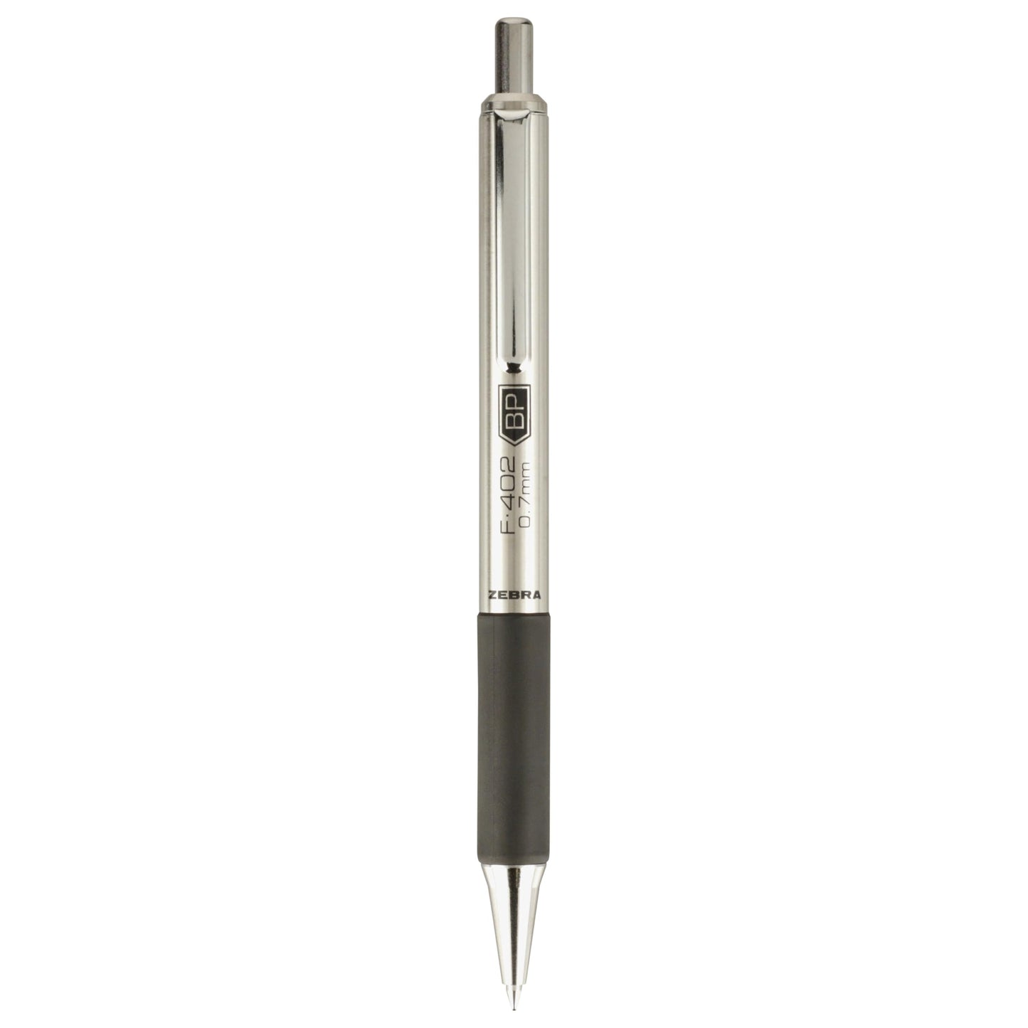 Zebra Pen F-402 Stainless Steel Retractable Ballpoint Pen, 0.7mm, Black, Pack of 12 (29210)