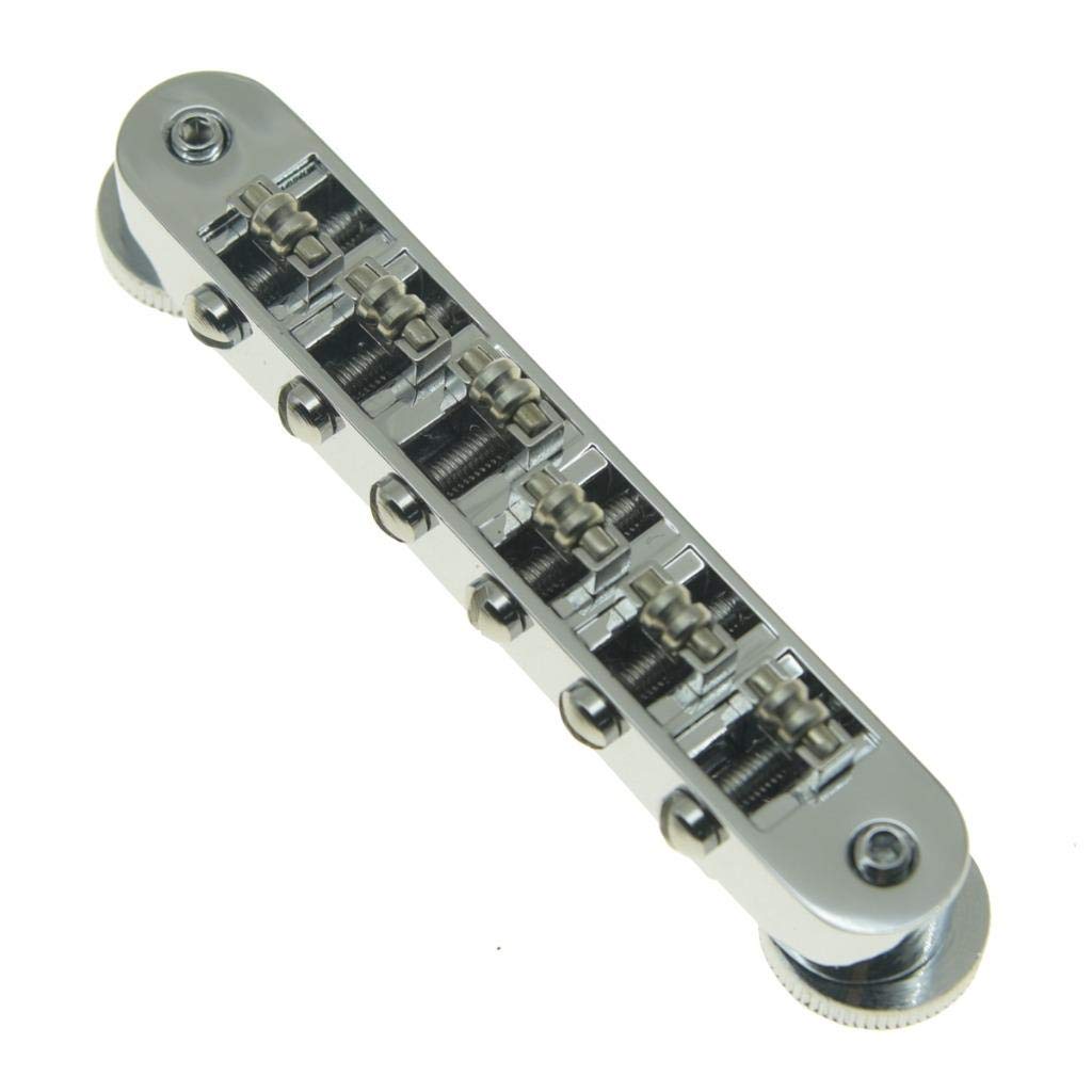 KAISH Chrome Guitar Roller Saddle Bridge Tune-O-Matic Bridge For Gibson Les Paul,SG,ES Dot,Gretsch Bigsby Guitar with M4 Threaded Posts