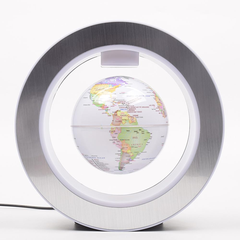 FUGEST Levitation Floating Globe 4inch Rotating Magnetic Mysteriously Suspended In Air World Map Home Decoration Crafts Fashion Holiday Gifts (White)