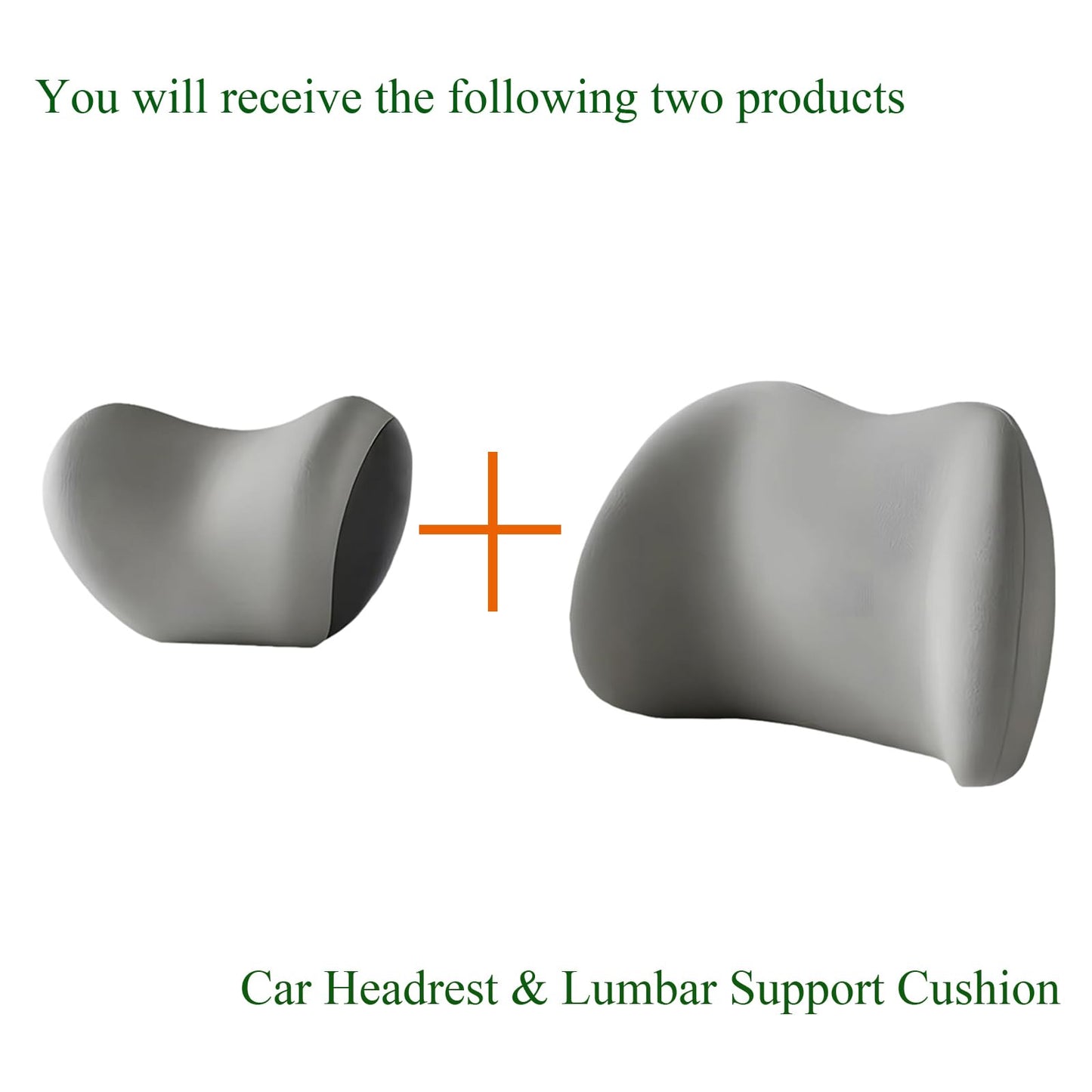 Car Headrest & Lumbar Support Cushion,Car Lumbar Support Pillow and Car Neck Pillow Kit,Ergonomic Car Seat Headrest & Lumbar Cushion with Adjustable Strap for Neck Back Pain Relief,for Car Chair