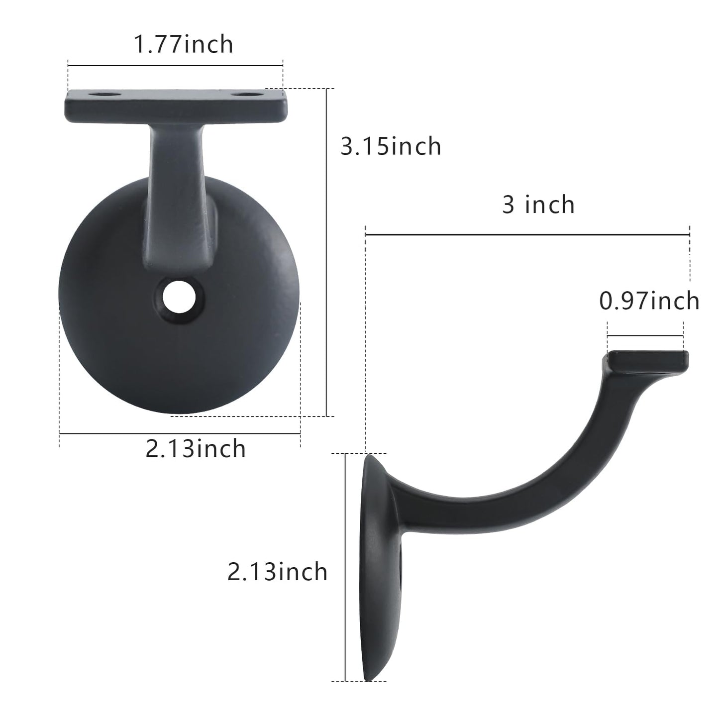 Hand Rail Bracket Heavy Duty Hardware for Stairways, Home or Office Stair Support Handrail Brackets Matte Black 6 Pack HOME MASTER HARDWARE