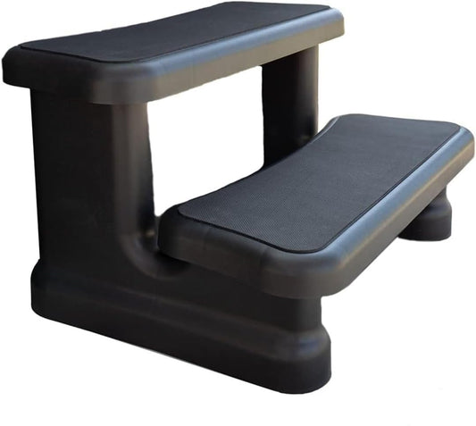 ABC Spa Plastic Black Spa Steps with 10" x 28" Soft Foam Tread – 16 Inches Height Spa Steps - Soft Touch, Anti Slip Surface Hot Tub Spa Steps - Durable, Round Corner, 2 Steps Swim Spa Step - 6.8 Kg