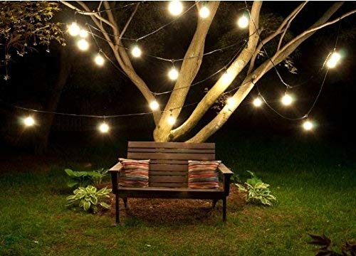 MW LED String Lights Outdoor 48ft with 15 Hanging IP65 Weatherproof Sockets and 2W LED 2700K S14 LED Bulbs (2 Spare), CETL Certification