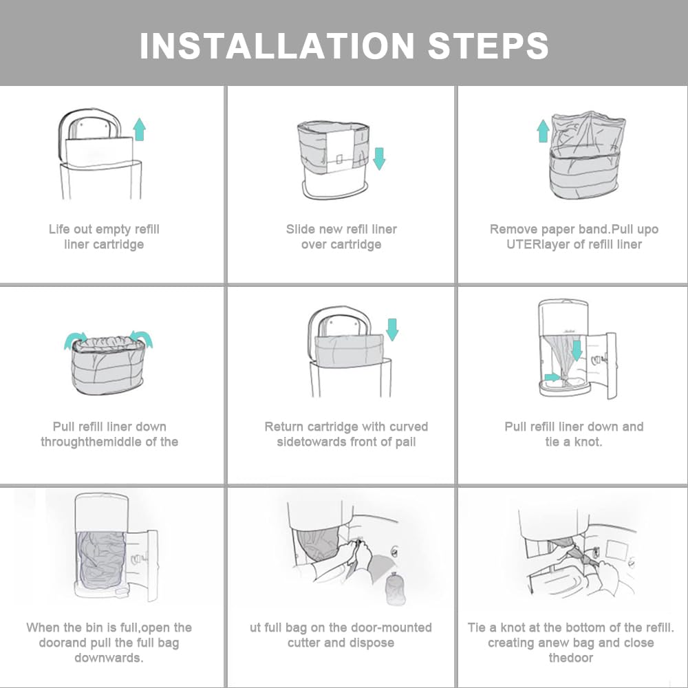 Diaper Disposal Liner Refills Compatible with Janibell Akord 330 Slim Adult Diaper Disposal System,Adult Diaper System, Lightly Scented, 4 Pack