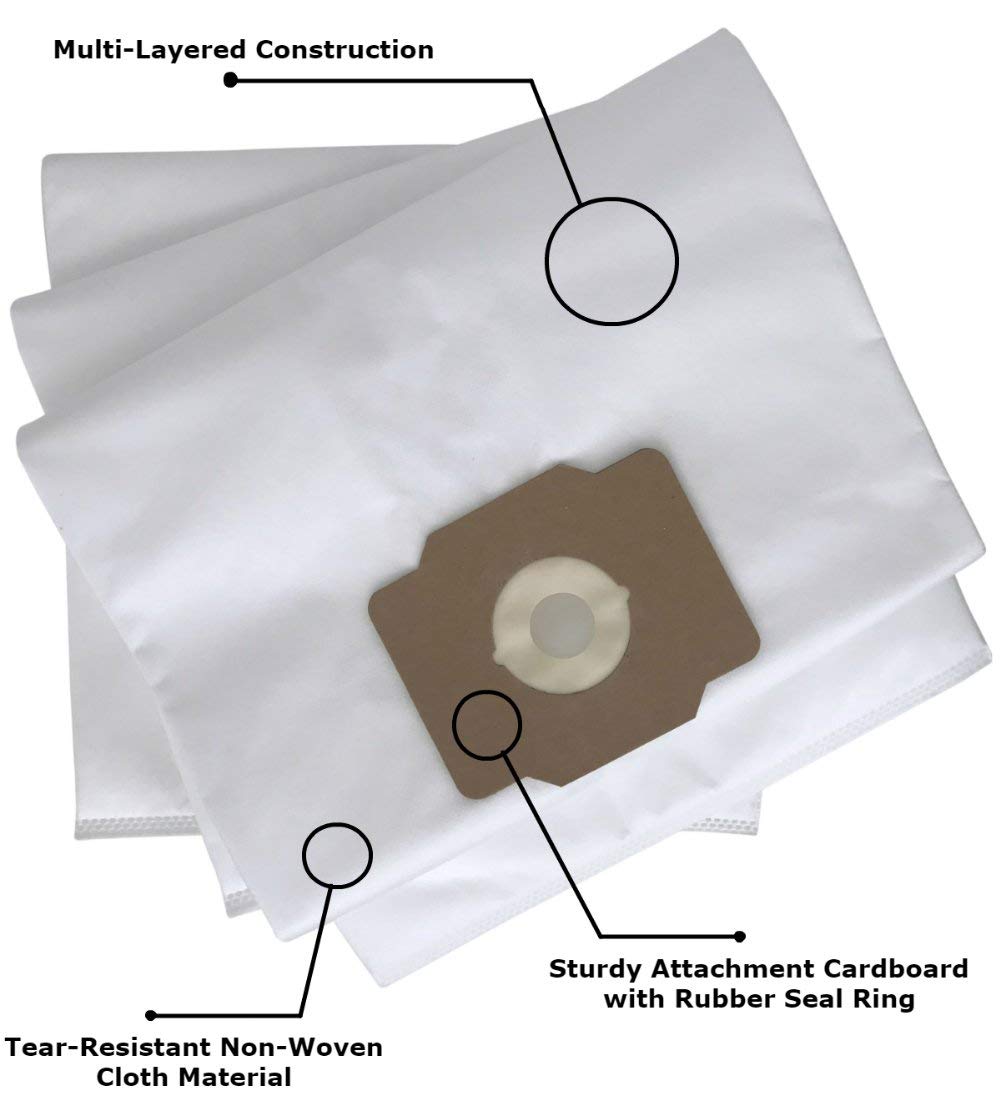 Vacurama Premium Central Vacuum Bags (6 Pack) Compatible For Beam, Electrolux, Eureka, Kenmore, Husky, Nilfisk, Mastercraft, White Westinghouse, Nutone Broan - Universal Fit Tear-Resistant Cloth Bags