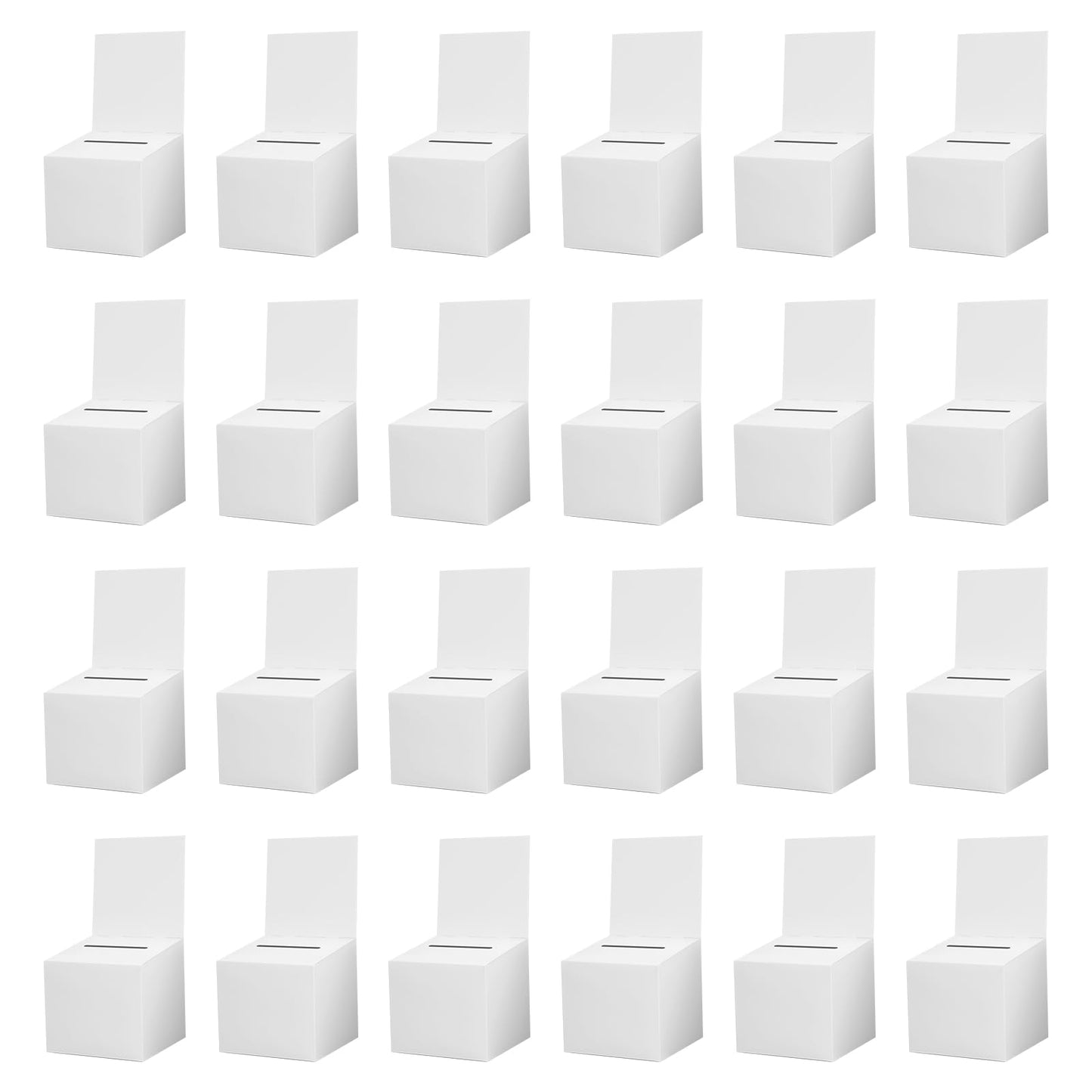 24 Pcs Ballot Box Raffle Box Donation Box for Fundraising, 6 X 6 X 6 Inch Cardboard Raffle Ticket Box with Slot Suggestion Box Removable Header Charity Box for Collecting Business Card Voting (White)