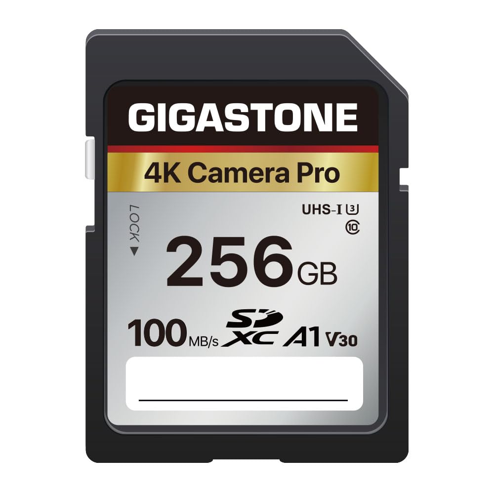 [5-Yrs Free Data Recovery] GIGASTONE 256GB SD Card, 4K Camera Pro, A1 V30 SDXC Memory Card 4K UHD Video Compatible with Canon Digital Camera, with 1 Mini Case