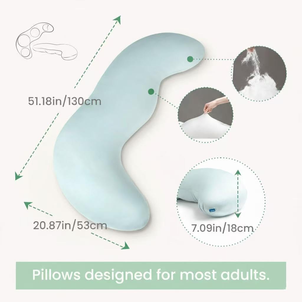 AISLEEP Body Pillow for Adults, Full Body Pillow for Side Sleepers, Long Bed Pillow, Memory Foam Firm Pillow, Pea Pod Shape Long Pillow for Pregnancy Sleeping Full Body Support