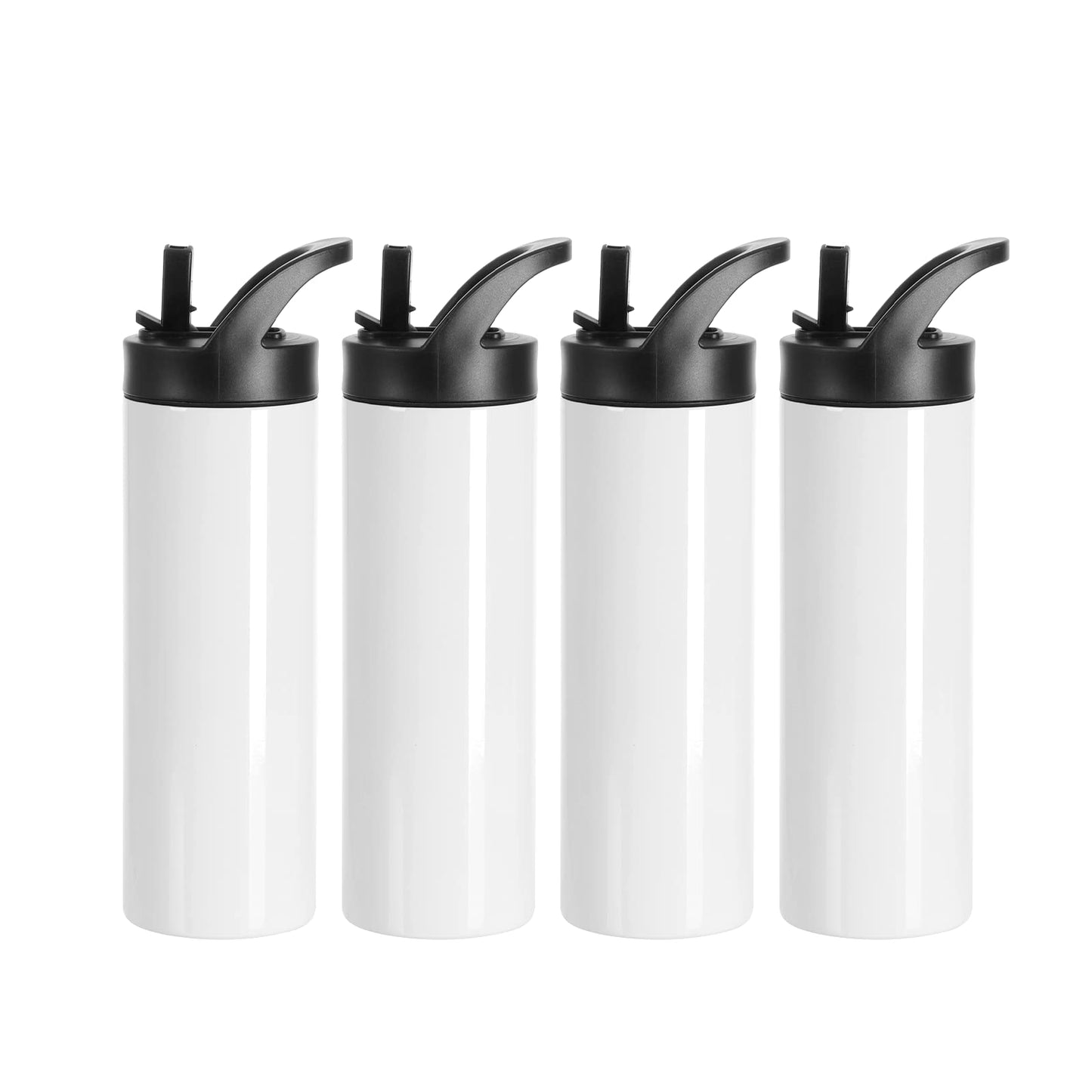 PYD Life 4 Pack Sublimation Tumblers Blanks Cups White 20 OZ Skinny Straight Sports Water Bottles Mugs with Portable Sippy Up Lid with Straw,for Tumbler Heat Press