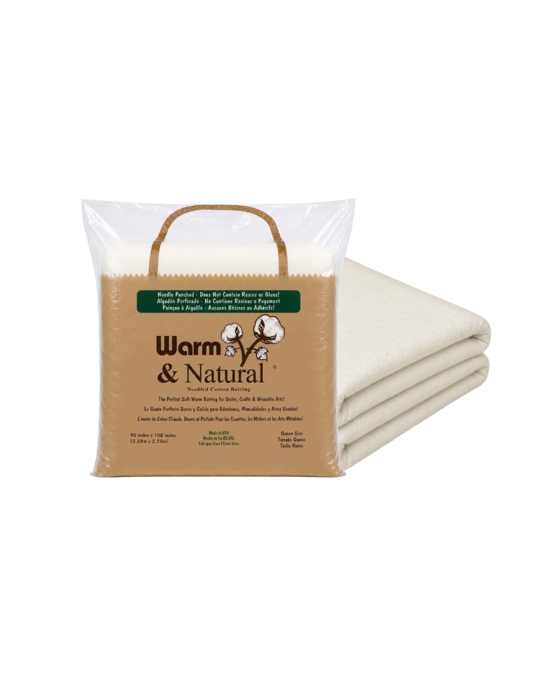 Warm Company Batting 90-Inch by 108-Inch Warm and Natural Cotton Batting, Queen