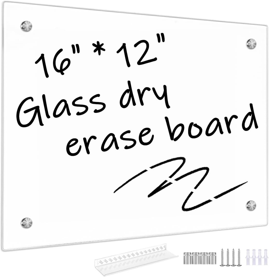 TORASO Glass Whiteboard, Dry Erase White Board,30 x 40cm Small Glass White Board for Home Kitchen, Office, Frameless, Brilliance White(Glass BB-WH-3040).CA