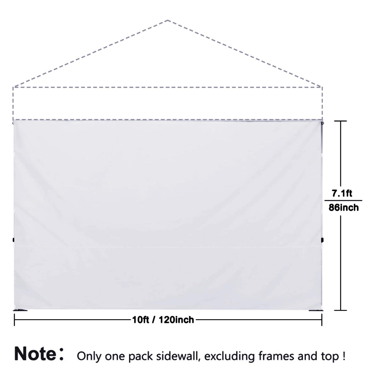 ZONGTI 10x10 FT Instant Canopy Tent Sidewall, Waterproof & UV Protection for Pop Up Canopy Tent - Privacy Wall for Camping, Market Stall, Outdoor Events (3 Pack Sidewall Only, No Frame or Top) (White)