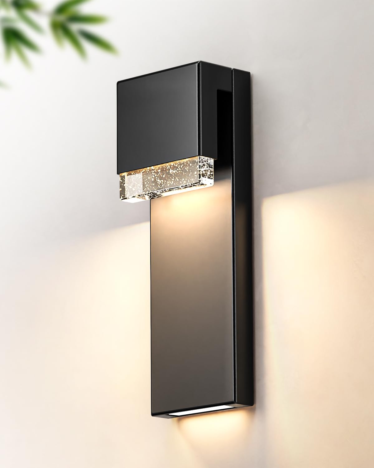 YSN Modern LED Outdoor Wall Lights, Black Outdoor Light Fixture Wall Mount, Anti Rust Exterior Sconce Light with Crystal Bubble Glass, Waterproof Outside Lights for House, Porch, Garage, Yard, 1Pack