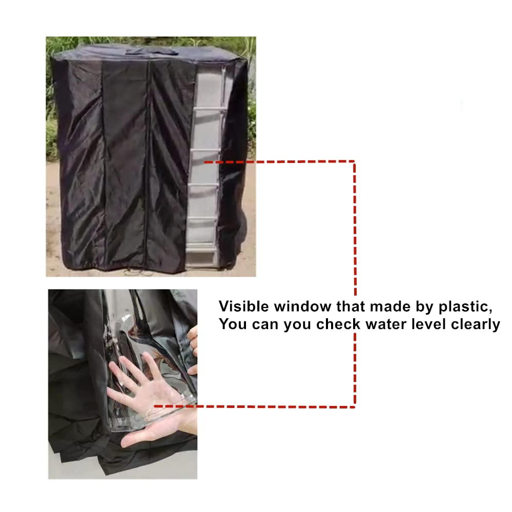 2 Pack IBC Tote Cover, 600D Heavy Duty Waterproof Cover for 1000L IBC Container Rain Water Tank, Outdoor 275 Gallon Rain Barrel, Anti-Dust, Sun Protective