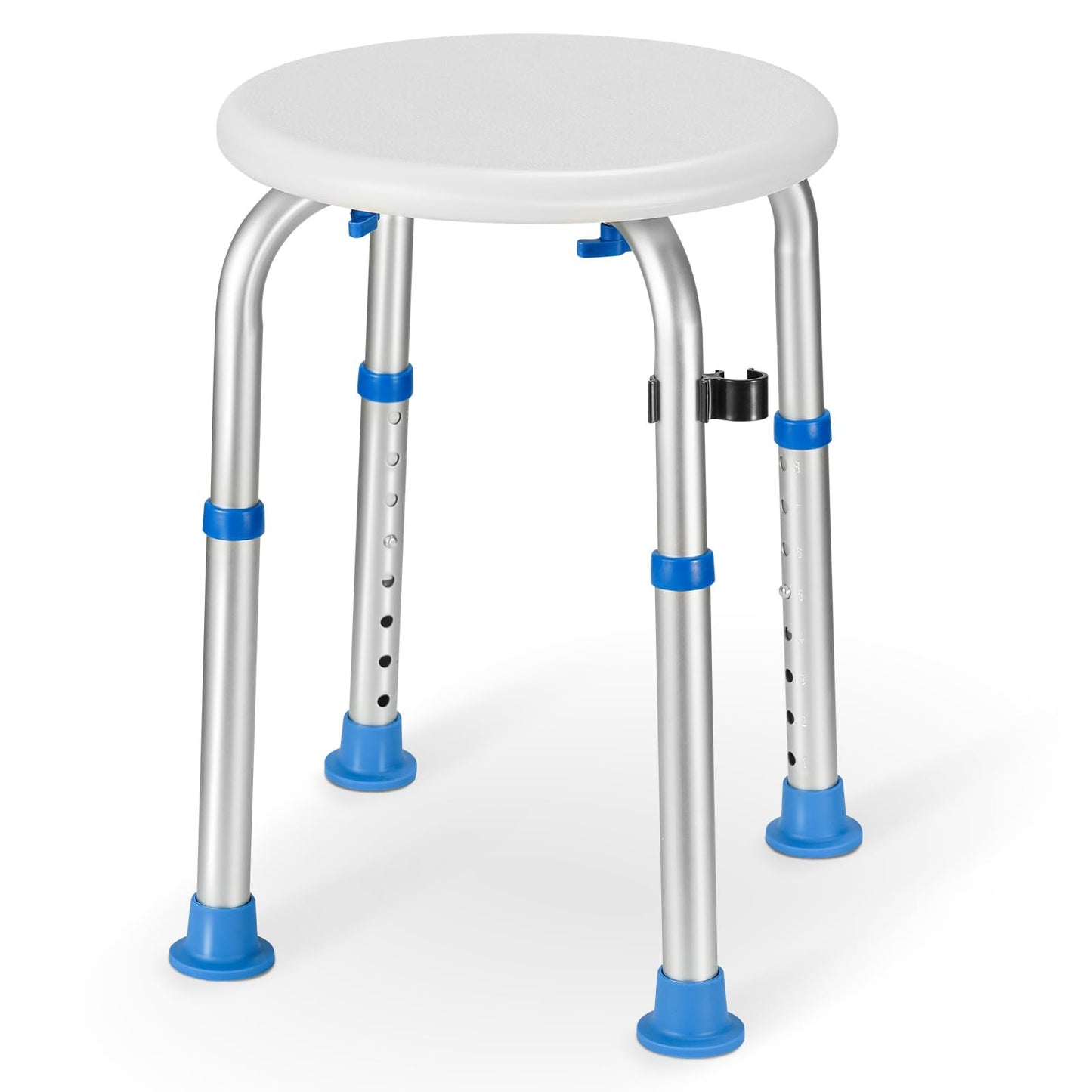 Careboda Adjustable Bath Chair for Inside Shower, Shower Stool with Upgraded Stainless Steel, Tool-Free Assembly, 8 Adjustable Heights for Seniors, Elderly, Pregnant, Handicap & Disabled Blue