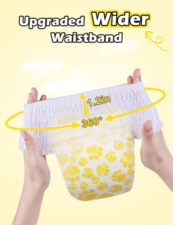 Dono Dog Diapers Female with Stretchy Waist-42Pcs, Disposable Full Wrap Female Puppy Dog in Heat Period Diapers, 360° Leak-Proof Super Absorbent Doggie Puppy Diaper