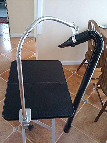 Heavy Duty Dog Pet Grooming Table Hair Dryer Stand Hose Tube Holder Hands-Free Stainless Steel Groomers Adjustable Third Arm with Clamp