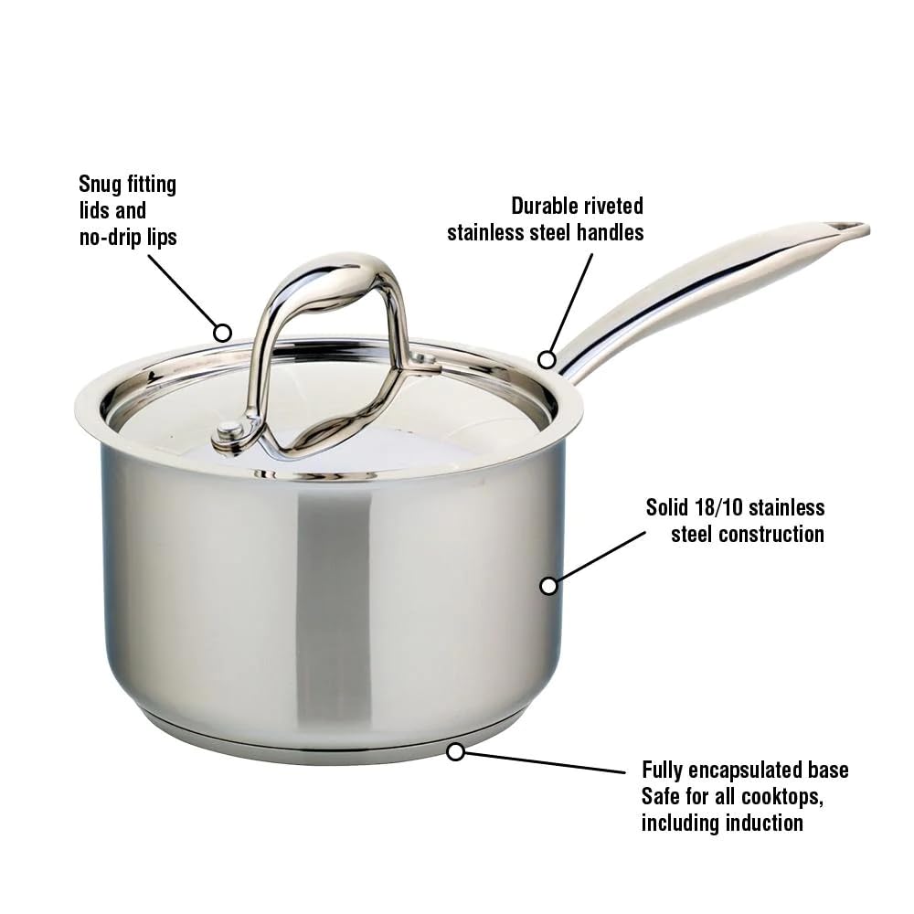 Meyer Accolade Stainless Steel 3L Saucepan with Cover, Made in Canada, Silver