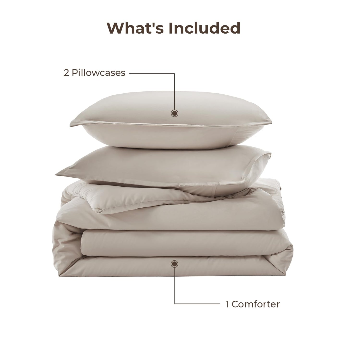 Litanika Linen Grey Comforter Set Queen Size, 3 Pieces Lightweight Solid Bedding Comforter Set, All Season Fluffy Bed Set (90x90In Comforter & 2 Pillowcases)