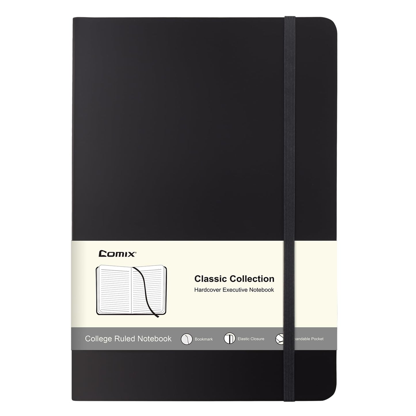COMIX 12-Pack Lined Journal Notebooks - 240 Page, A5 Hardcover Notebook with Elastic Closure, 5.5"x 8.3"inchs, Ideal for Work, School & Travel, Gift for Women & Men.
